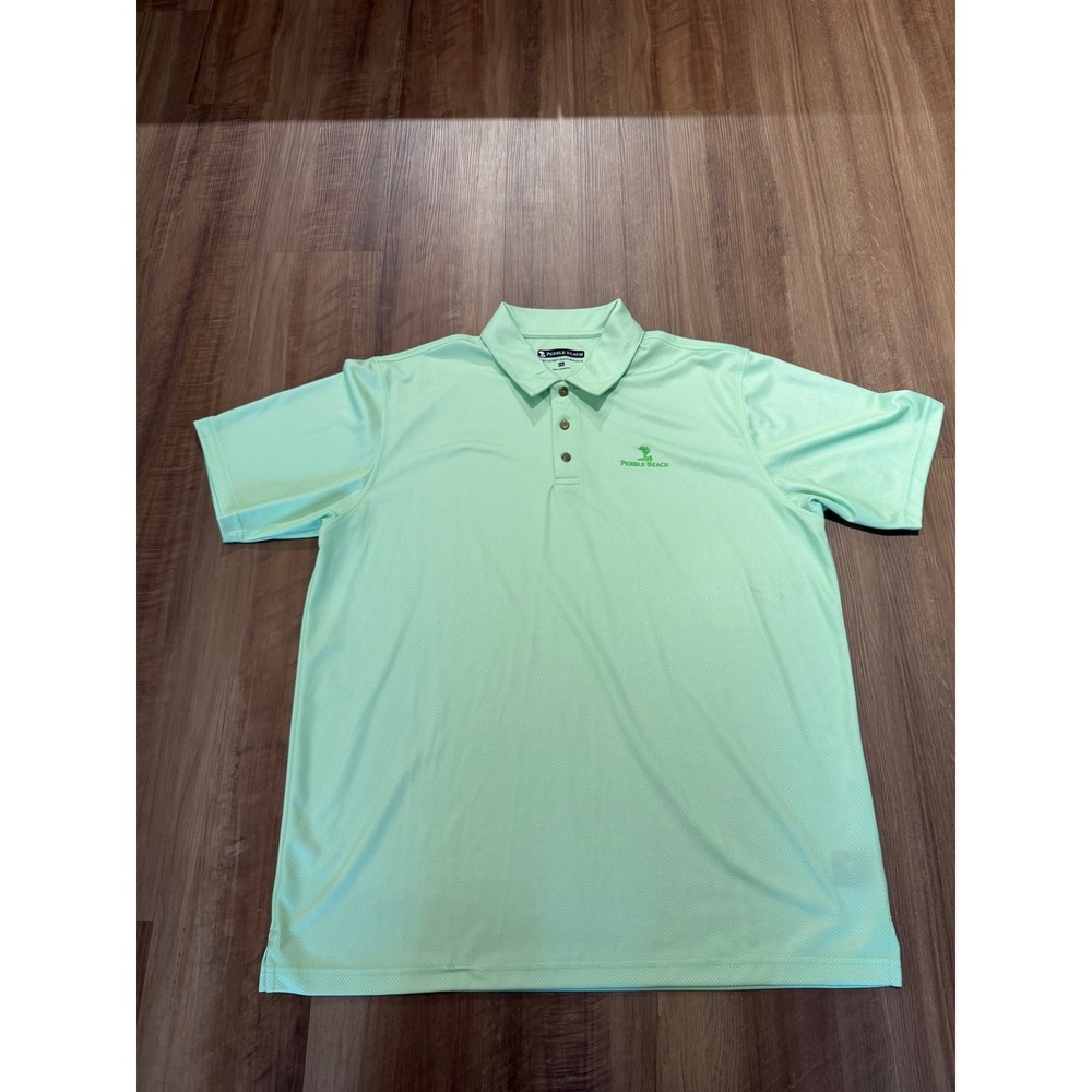Pebble Beach Polo Shirt Mens XXL Mint Green Dry-Luxe Performance Golf Top